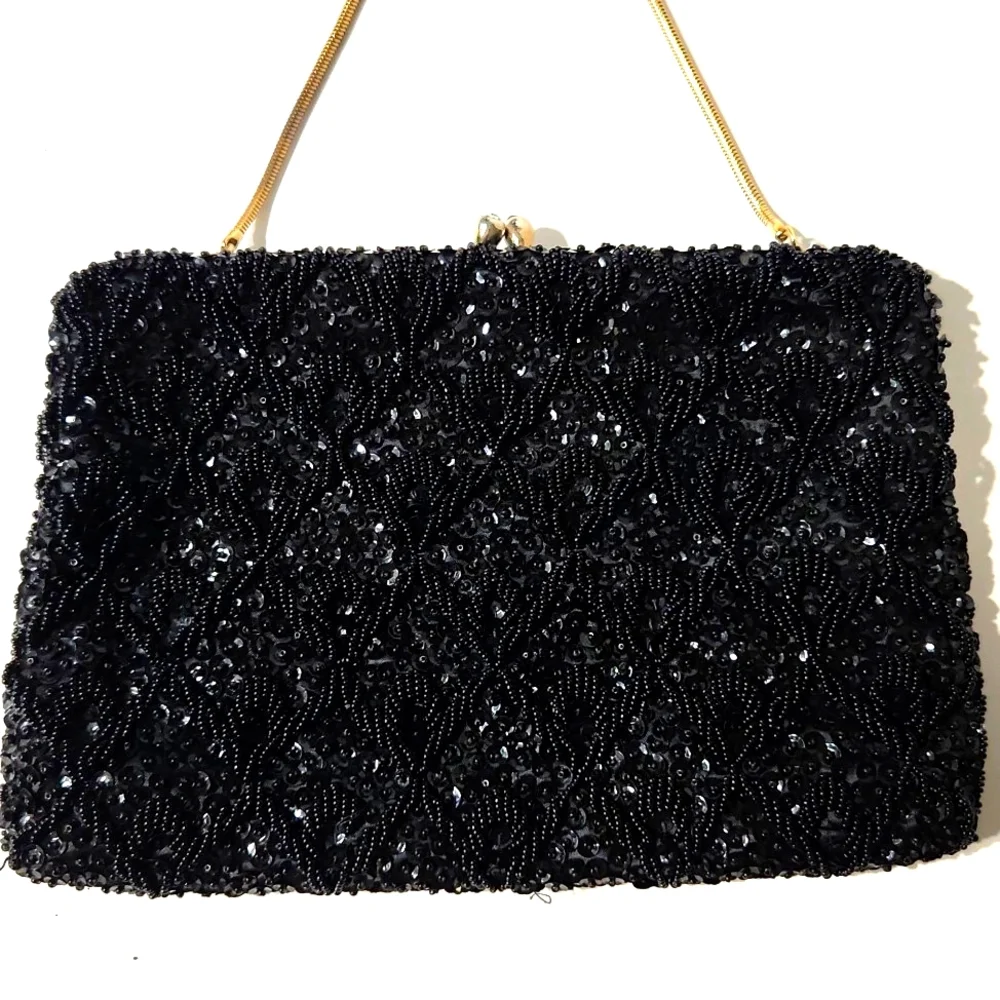 Vintage 1950's Walborg Gorgeous Black Beaded Evening Bag - Picture 2 of 14